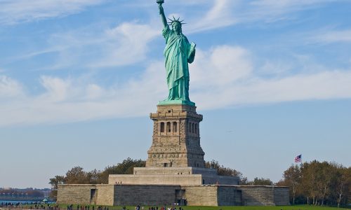 Statue of Liberty seen from the Circle Line ferry, Manhattan, New York